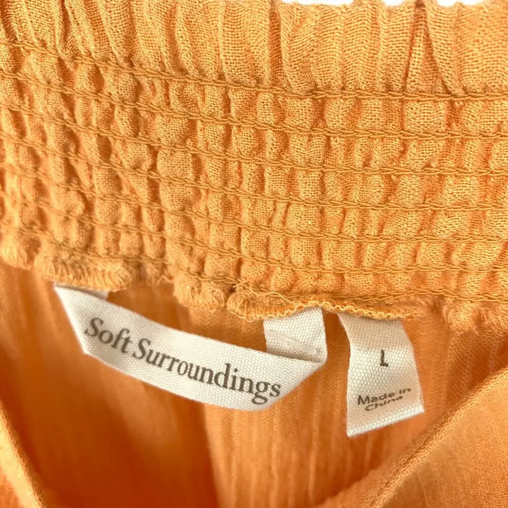 Soft Surroundings Madison Gauze Maxi Skirt Womens Size Large Apricot Tan NEW
